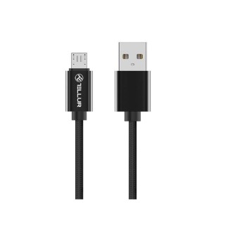 Tellur Data cable, USB to Micro USB, Nylon Braided, 1m black