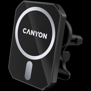 CANYON CH-15, Magnetic car holder and wireless charger, C-15-01, 15W，Input: USB-C: 5V/2A, 9V/3A;Output: 5W, 7.5W, 10W, 15W;83*60*8.15mm,0.147kg,black