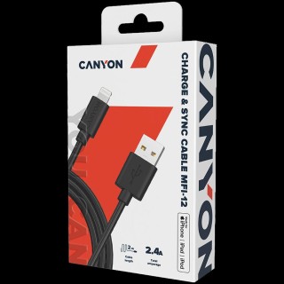 CANYON cable MFI-12 USB-A to Lightning 2m Black