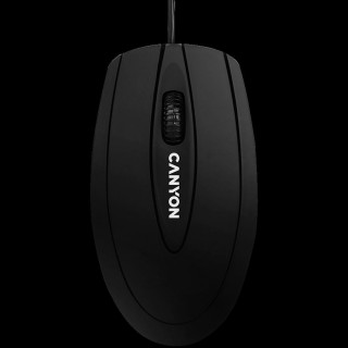 CANYON wired optical Mouse with 3 buttons, DPI 1000, Black, cable length 1.15m, 100*51*29mm, 0.07kg