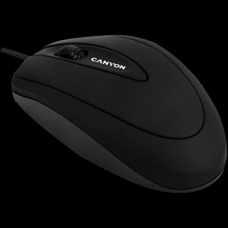 CANYON wired optical Mouse with 3 buttons, DPI 1000, Black, cable length 1.15m, 100*51*29mm, 0.07kg