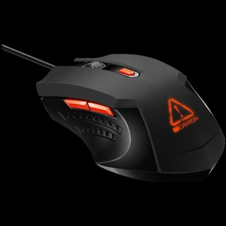 CANYON Star Raider GM-1, Optical Gaming Mouse with 6 programmable buttons, Pixart optical sensor, 4 levels of DPI and up to 3200, 3 million times key life, 1.65m PVC USB cable,rubber coating surface and colorful RGB lights, size:125*75*38mm, 115g