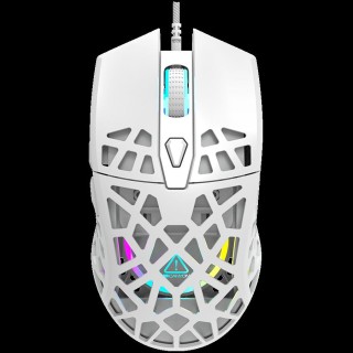 CANYON Puncher GM-20, High-end Gaming Mouse with 7 programmable buttons, Pixart 3360 optical sensor, 6 levels of DPI and up to 12000, 10 million times key life, 1.65m Ultraweave cable, Low friction with PTFE feet and colorful RGB lights, white, size: