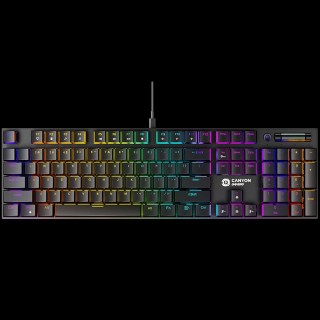 CANYON Cometstrike GK-55, 104keys Mechanical keyboard, 50million times life, GTMX red switch, RGB backlight, 18 modes, 1.8m PVC cable, metal material + ABS, RU layout, size: 436*126*26.6mm, weight:820g, black