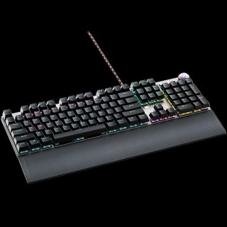 Wired Gaming Keyboard,Black 104 mechanical switches,60 million times key life, 22 types of lights,Removable magnetic wrist rest,4 Multifunctional control knob,Trigger actuation 1.5mm,1.6m Braided cable,US layout,dark grey, size:435*125*37.47mm, 840g
