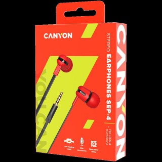 CANYON headphones SEP-4 Mic Flat 1.2m Red