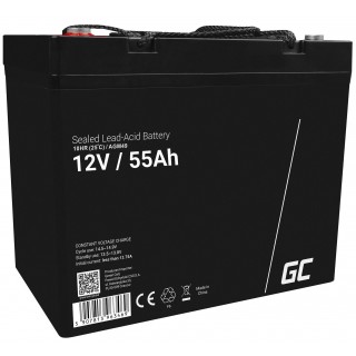 Green Cell AGM VRLA 12V 55Ah maintenance-free battery for mower, scooter, boat, wheelchair