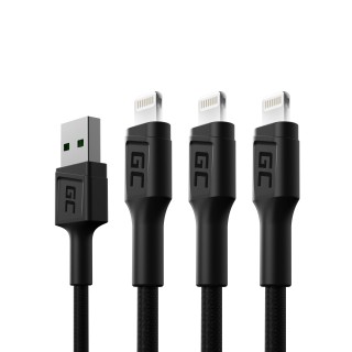 Set 3x Green Cell Cable GC Ray USB - Lightning 120cm for iPhone, iPad, iPod, white LED, quick charging