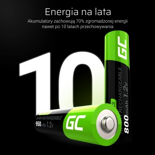 Green Cell Rechargeable Batteries 4x AAA HR03 950mAh