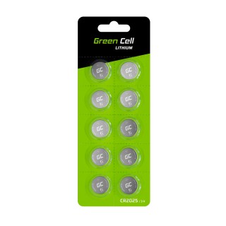 Green Cell Blister 10x Lithium Battery CR2025 3V 160mAh Button