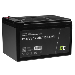 Green Cell LiFePO4 Battery 12V 12.8V 12Ah for photovoltaic system, campers and boats