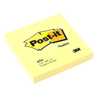Līmlapīņas POST-IT, 76x76mm, kanārijdzeltenas, 100 lpp.