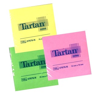 Līmlapiņas TARTAN, 76x76mm, neona asorti, 100 lpp.
