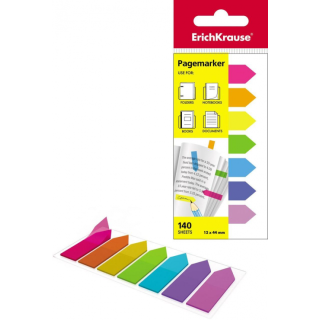 Plastikāta indeksi-marķētāji ErichKrause, būltiņas, 12x44mm, 7 neona krāsas, 7x20 lpp.