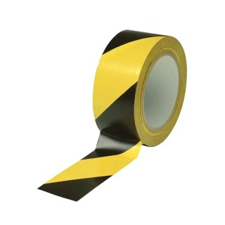Предупреждающая лента, 50мм x 66м, ПВХ, желтая с черным
