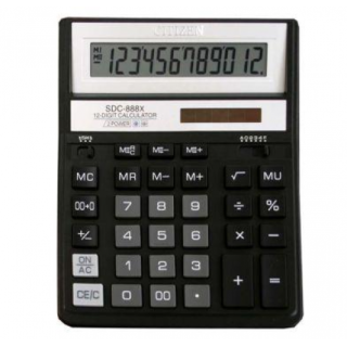 Kalkulators CITIZEN SDC-888XBK, 12 zīmes, melns