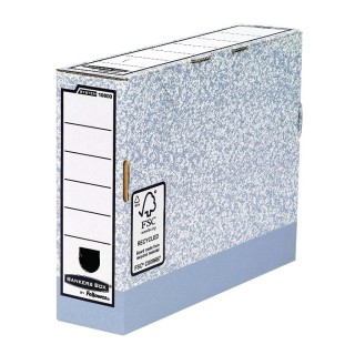 Архивная коробка для документов Fellowes, 80мм, серая с белым