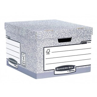 Архивная коробка со съемной крышкой Fellowes, 380x287x430 мм, серая с белым