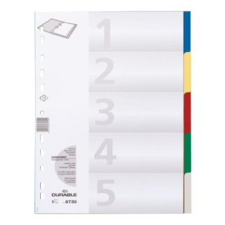 Dokumentu sadalītāji Durable INDEX 1-5, A4, PP, krāsaini