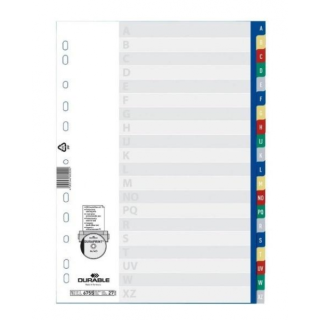 Разделители документов Durable INDEX A-Z, A4, PP, цветные