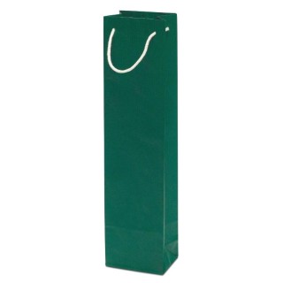 Бумажный пакет для бутылки вина, 95x65x380мм, зеленый