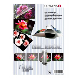 Комплект плёнок для ламинирования OLYMPIA, A4, A5, A6, 60x95мм, 80мк, глянцевые, вместе 100 шт.