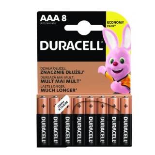 Baterijas Duracell AAA LR03 Alkaline, 1,5V, 8 gab.