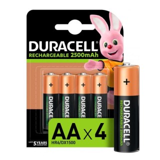 Заряжаемые батарейки Duracell AA/R6, 2500 mAh, Recharge, 4 шт.