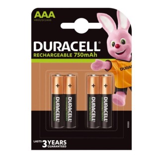 Заряжаемые батарейки Duracell AAA/R03, 750 mAh, Recharge, 4 шт.