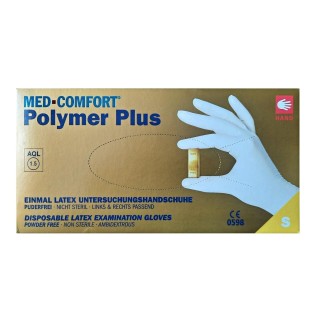 Латексные перчатки POLYMER-PLUS, S размер, белые, 100шт.