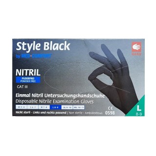 Перчатки нитриловые Style Black, размер L, без пудры, черные, 100шт.