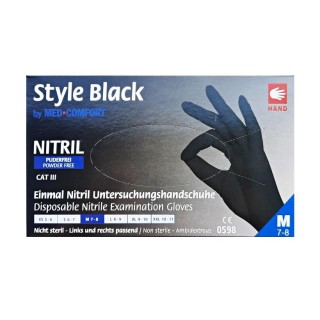 Nitrila cimdi Style Black, M izmērs, bez pūdera, melni, 100gab.
