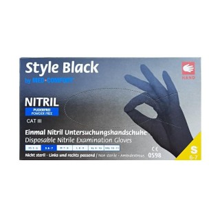 Перчатки нитриловые Style Black, размер S, без пудры, черные, 100шт.