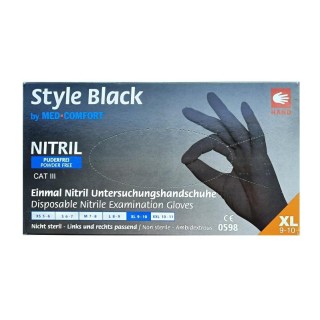 Nitrila cimdi Style Black, XL izmērs, bez pūdera, melni, 100gab.