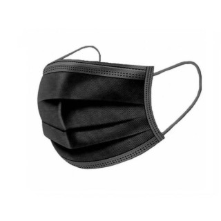 Защитные маски для лица, 17 см х 9 см, 3 слоя, черные, 50 шт.