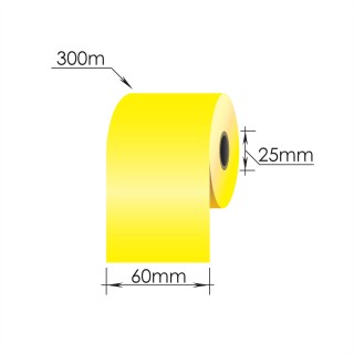 Риббон 60мм x 300м/ 25мм/60мм/Wax-Resin /Out, желтый