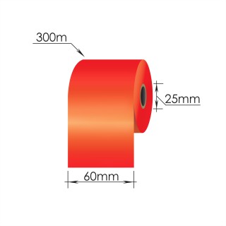 Риббон 60мм x 300м/ 25мм/60мм/Wax-Resin /Out, красный