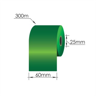 Риббон 60мм x 300м/ 25мм/60мм/Wax-Resin /Out, зеленый