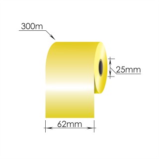 Ribbons 62mm x 300m/25mm/62mm/Resin/Out, zelta krāsā