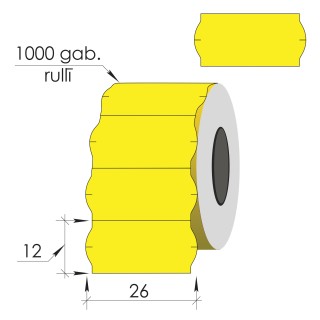Маркировочные этикетки 26X12мм, 1000этик., желтые