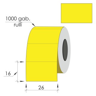 Маркировочные этикетки 26X16мм, 1000этик., желтыe, прямоугольные края