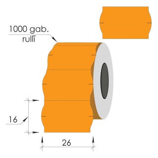 Маркировочные этикетки 26X16мм, 1000этик., оранжевые