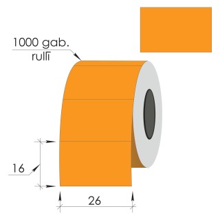 Маркировочные этикетки 26X16мм, 1000этик., оранжевые, прямоугольные края