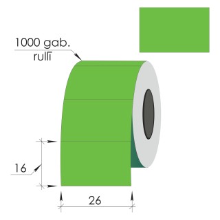 Маркировочные этикетки 26X16мм, 1000этик., зеленые, прямоугольные края