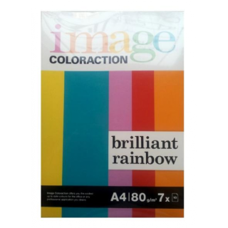 Цветная бумага Image Coloraction Rainbow Brilliant, A4, 80г/м2, 7x10 листов, яркие цвета