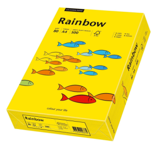 Krāsains papīrs Rainbow Nr.18, A4, 80g/m2, 500 loksnes, intensīvi dzeltens (Intensive yellow)