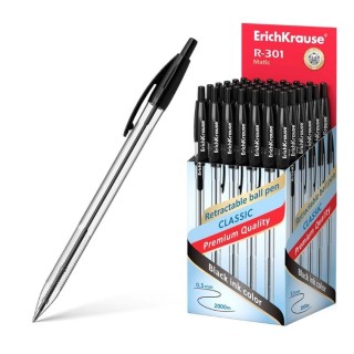 Lodīšu pildspalva ErichKrause R-301 Classic Matic, 1mm, automātiska, melna