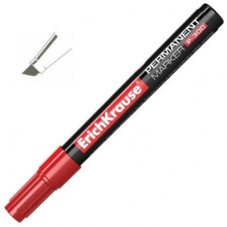 Перманентный маркер ErichKrause P-300, 0.5-4.6мм, скошенный наконечник, красный