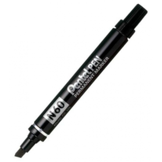 Перманентный маркер Pentel N60, 3.9-5.7мм, скошенный наконечник, черный