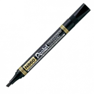 Перманентный маркер Pentel N860, 1.8-4.5мм, скошенный наконечник, черный